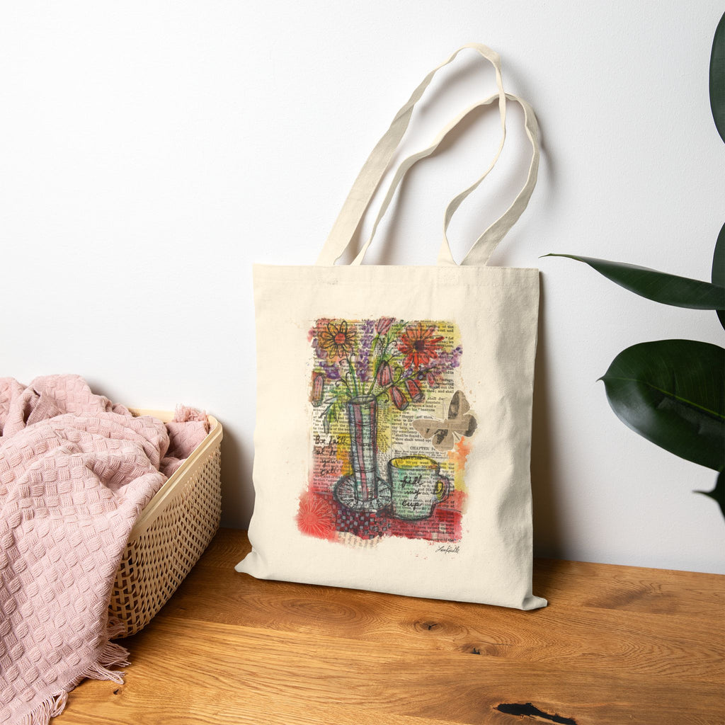 Fill My Cup - Floral Still Life Canvas Tote