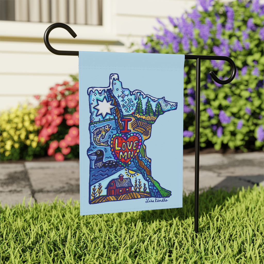 Minnesota I Love MN Garden Flag – Decorative House & Yard Banner
