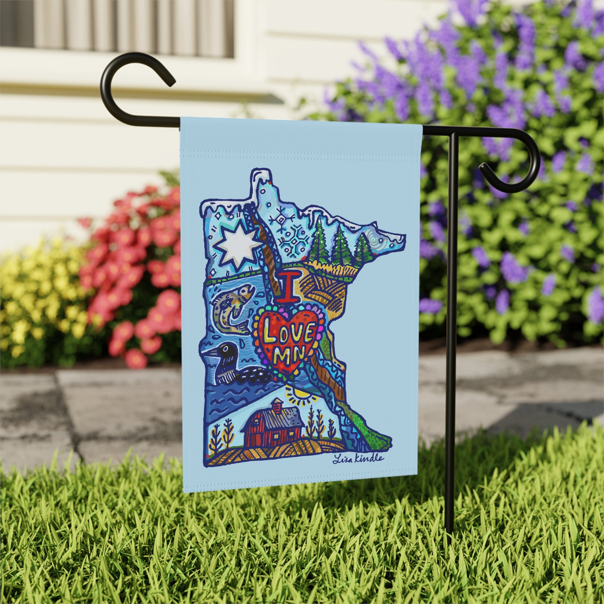Minnesota I Love MN Garden Flag – Decorative House & Yard Banner