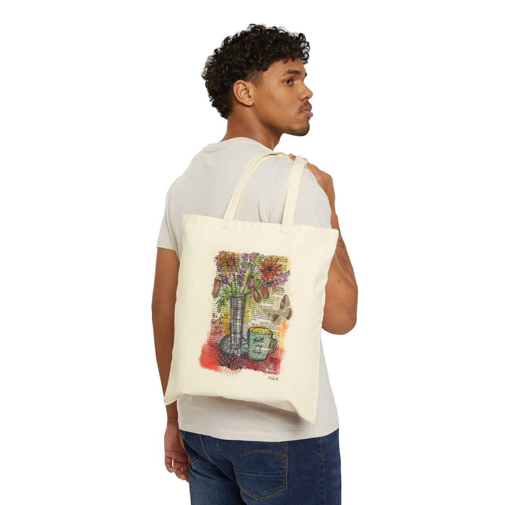 Fill My Cup - Floral Still Life Canvas Tote
