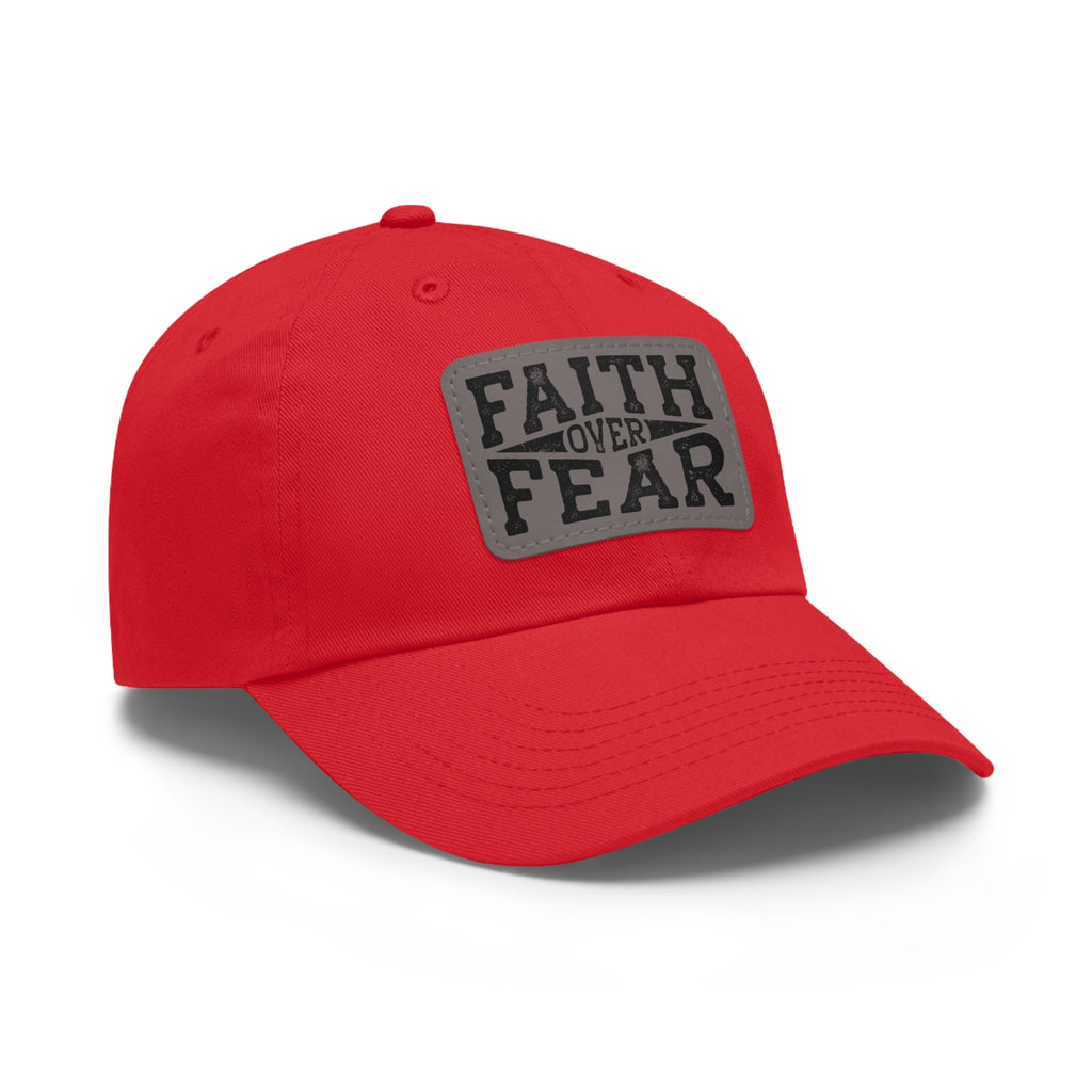 Faith Over Fear Leather Patch Dad Hat — Inspirational Christian Baseball Cap