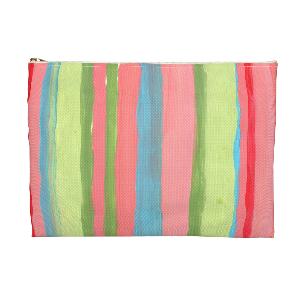 Striped Cosmetic Pouch — Colorful Pastel Makeup Accessory Bag