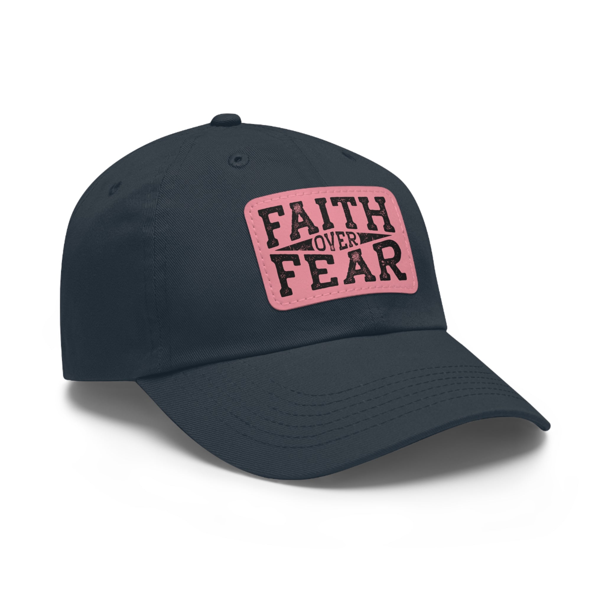 Faith Over Fear Leather Patch Dad Hat — Inspirational Christian Baseball Cap