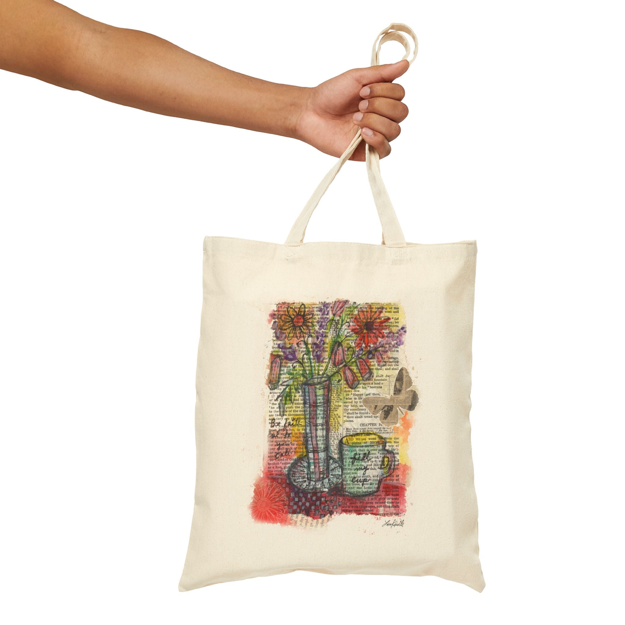 Fill My Cup - Floral Still Life Canvas Tote
