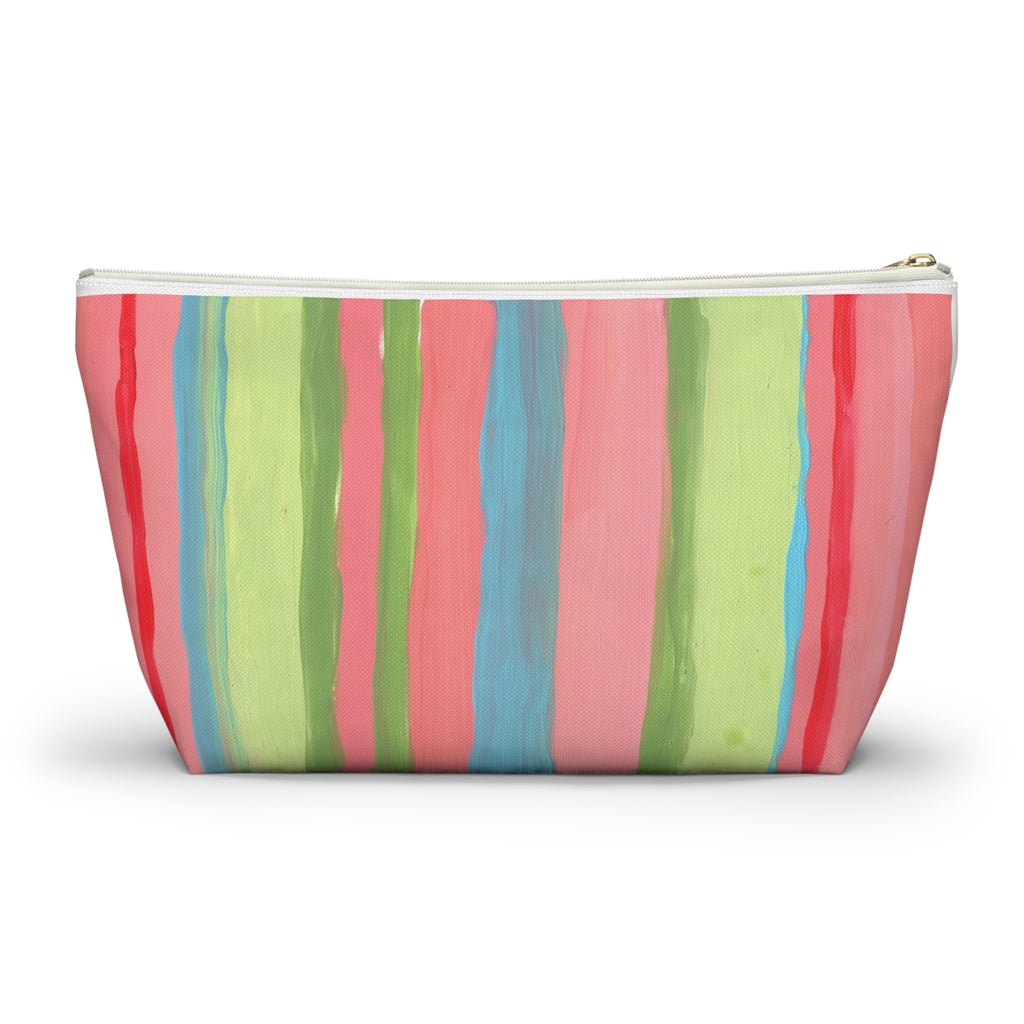 Colorful Folk Peacock Accessory Pouch — Floral T-Bottom Makeup Bag LARGE