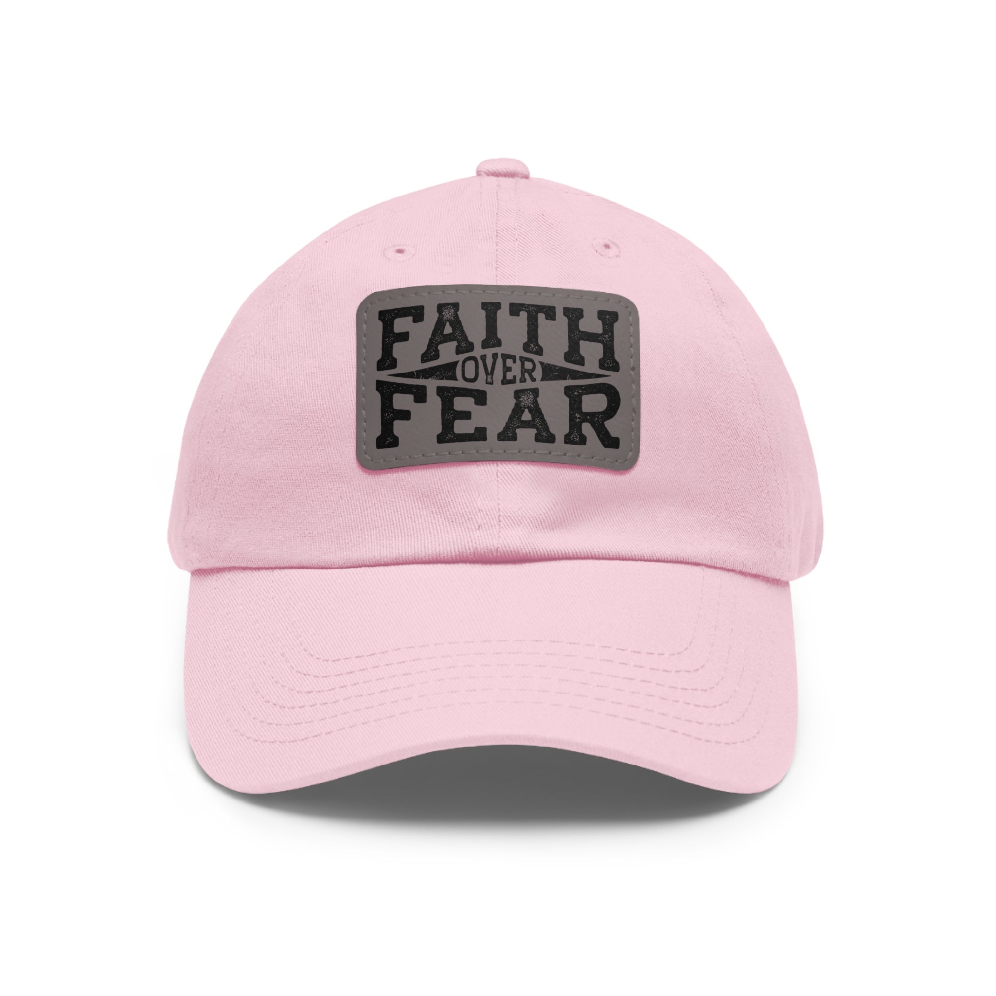 Faith Over Fear Leather Patch Dad Hat — Inspirational Christian Baseball Cap