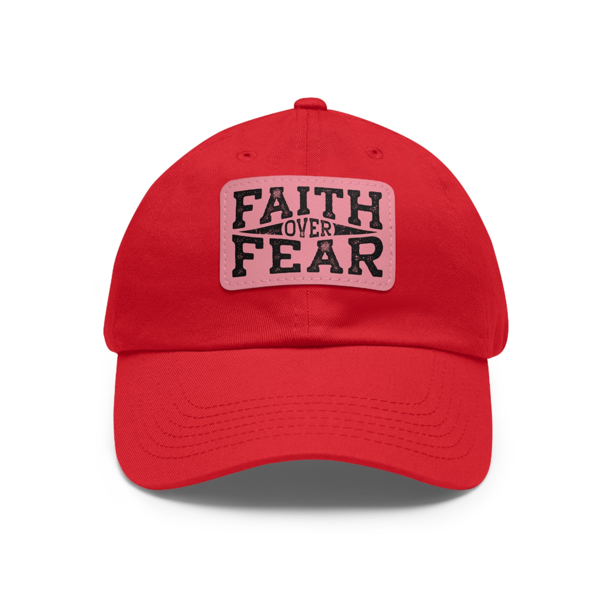 Faith Over Fear Leather Patch Dad Hat — Inspirational Christian Baseball Cap