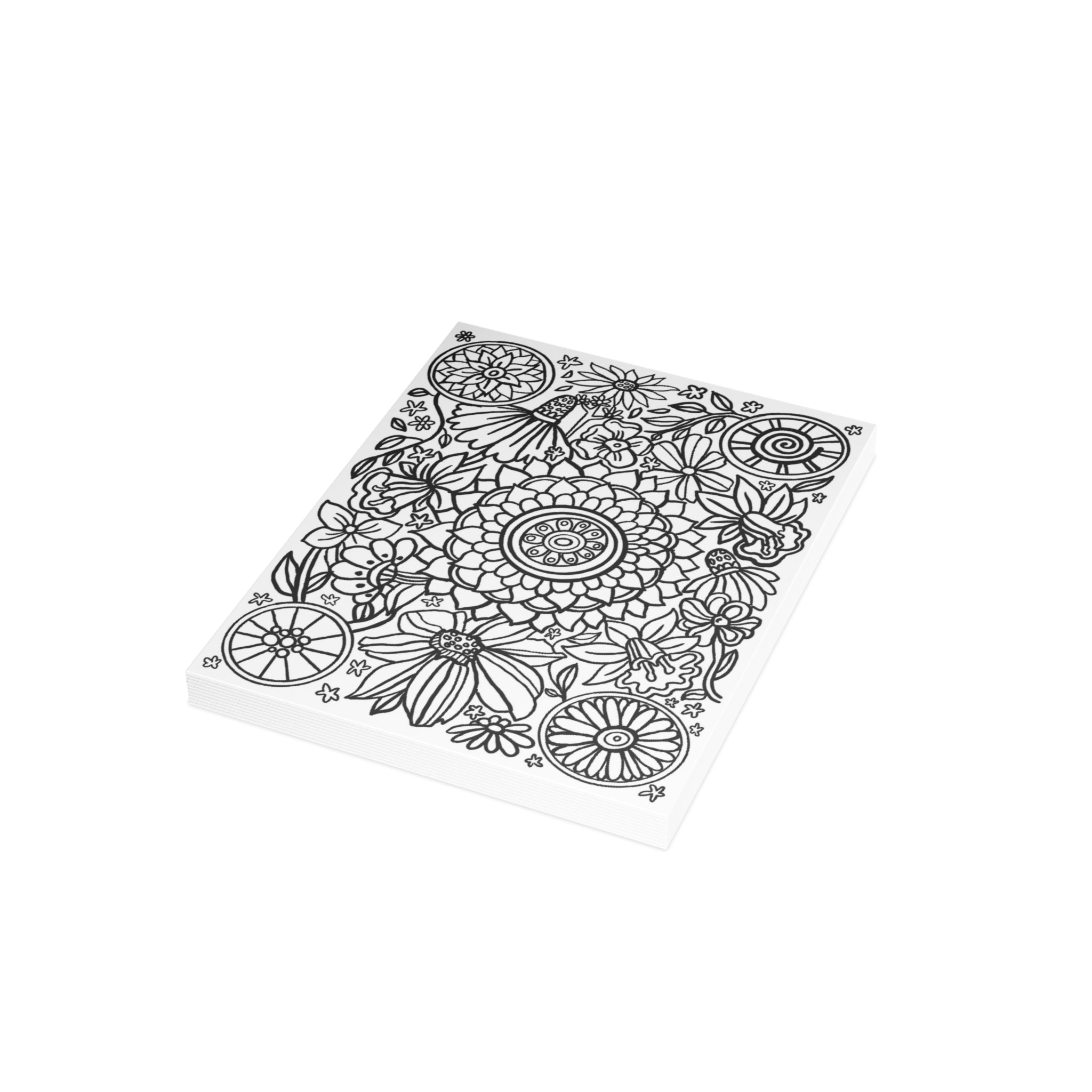 Floral Coloring Greeting Cards — Pack of 1/10/30/50 DIY Color-In Notes