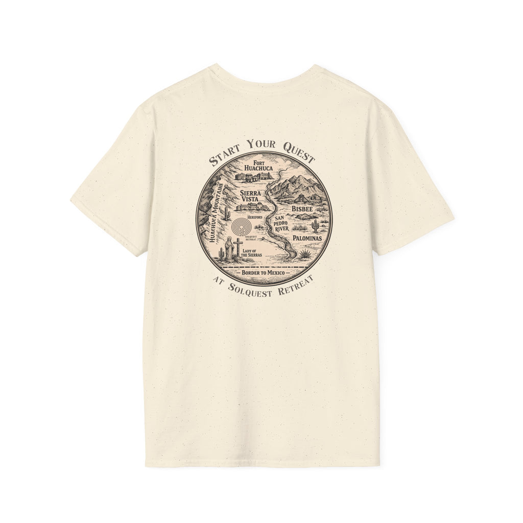Official Solquest Retreat T-Shirt — “Start Your Quest” Vintage Travel Tee