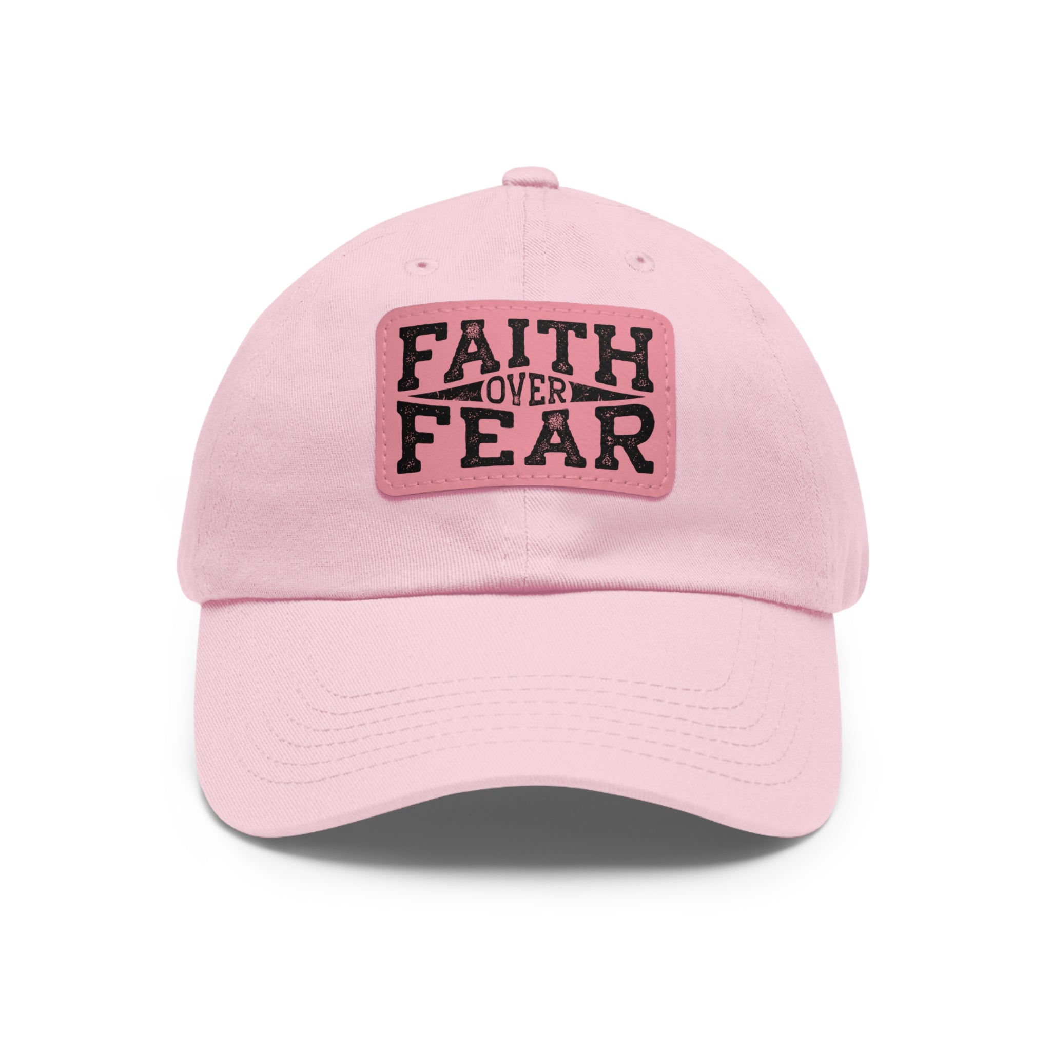 Faith Over Fear Leather Patch Dad Hat — Inspirational Christian Baseball Cap