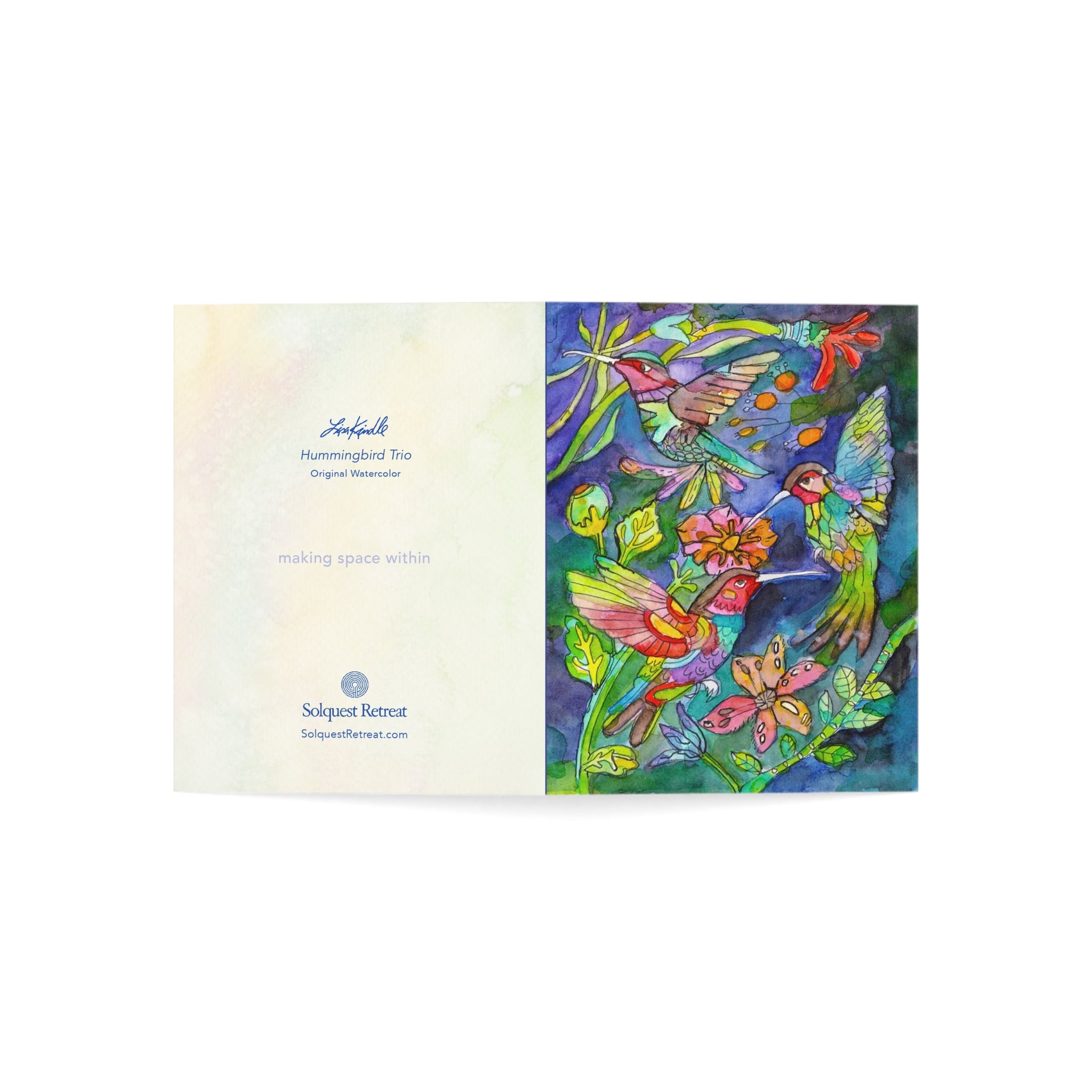 Hummingbird Trio Watercolor Greeting Cards — Pack of 1/10/30/50 Original Watercolor