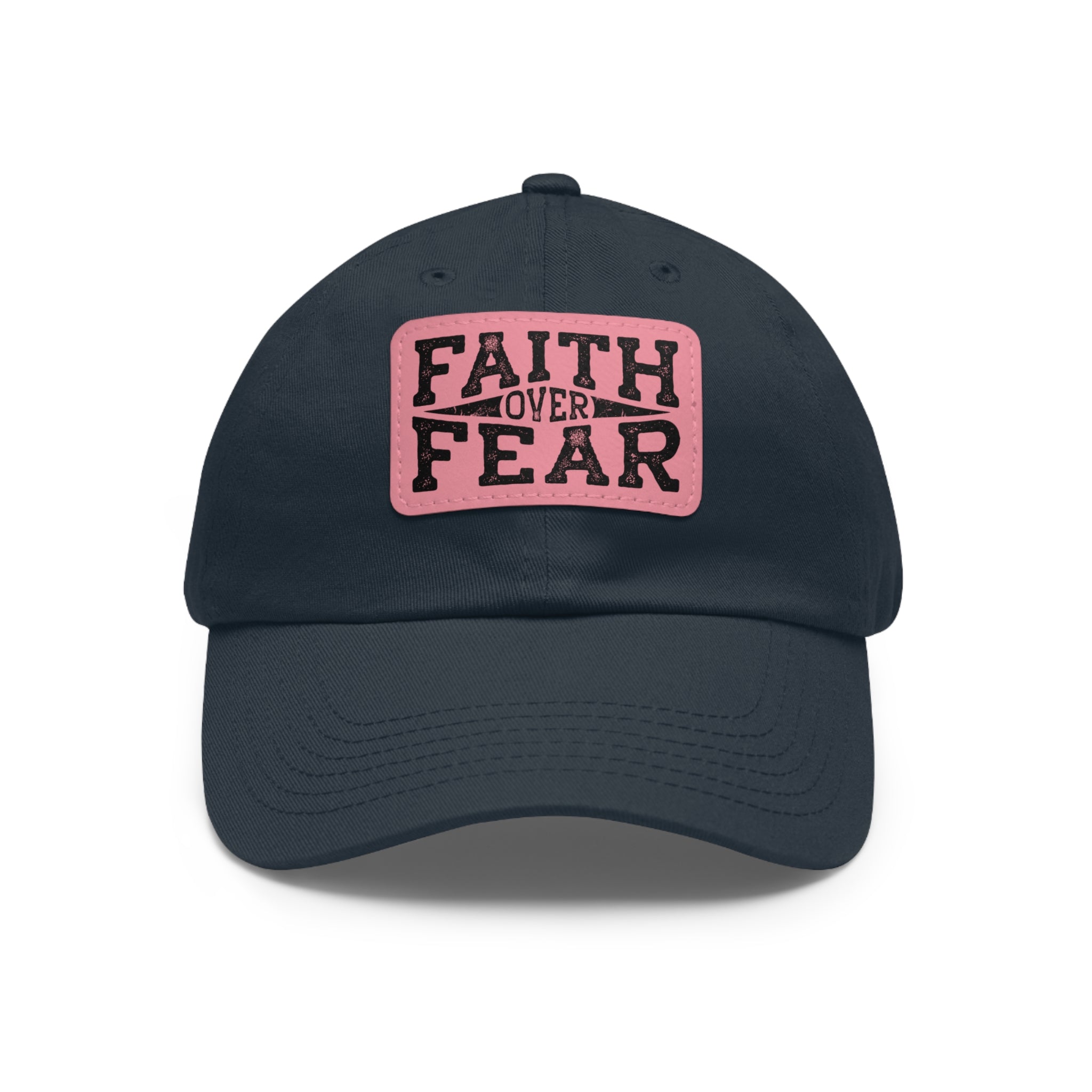 Faith Over Fear Leather Patch Dad Hat — Inspirational Christian Baseball Cap