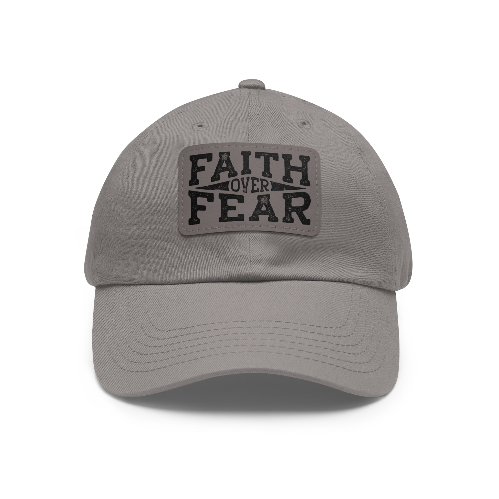 Faith Over Fear Leather Patch Dad Hat — Inspirational Christian Baseball Cap