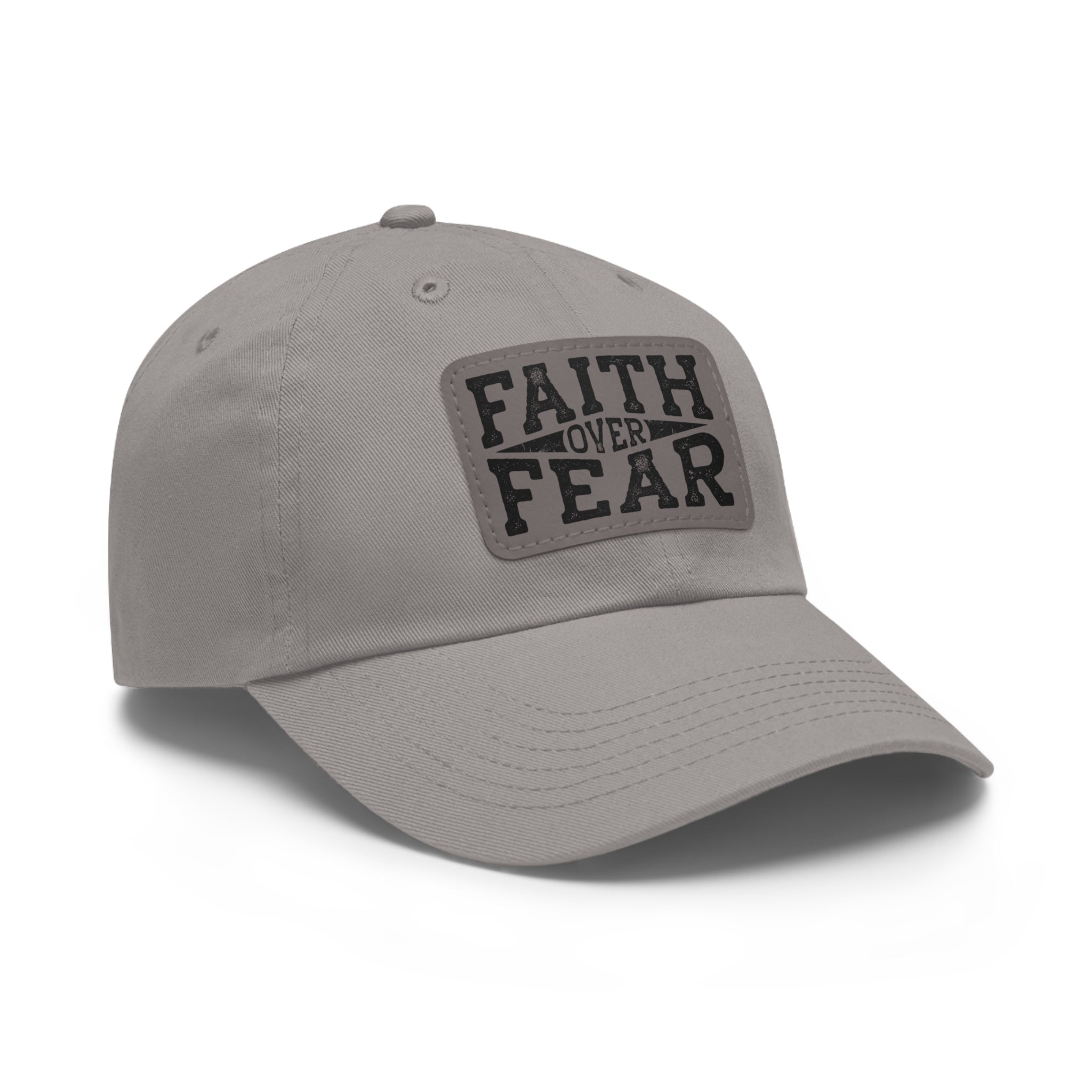 Faith Over Fear Leather Patch Dad Hat — Inspirational Christian Baseball Cap