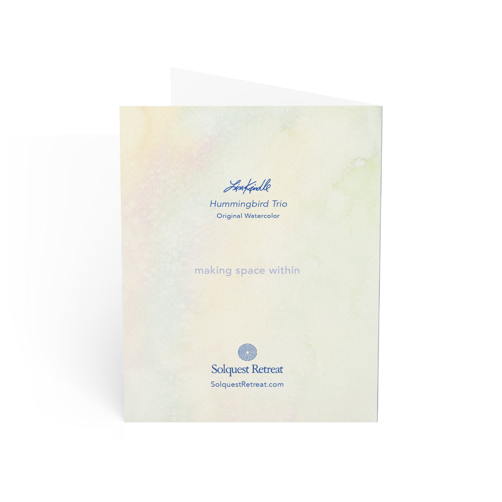 Hummingbird Trio Watercolor Greeting Cards — Pack of 1/10/30/50 Original Watercolor