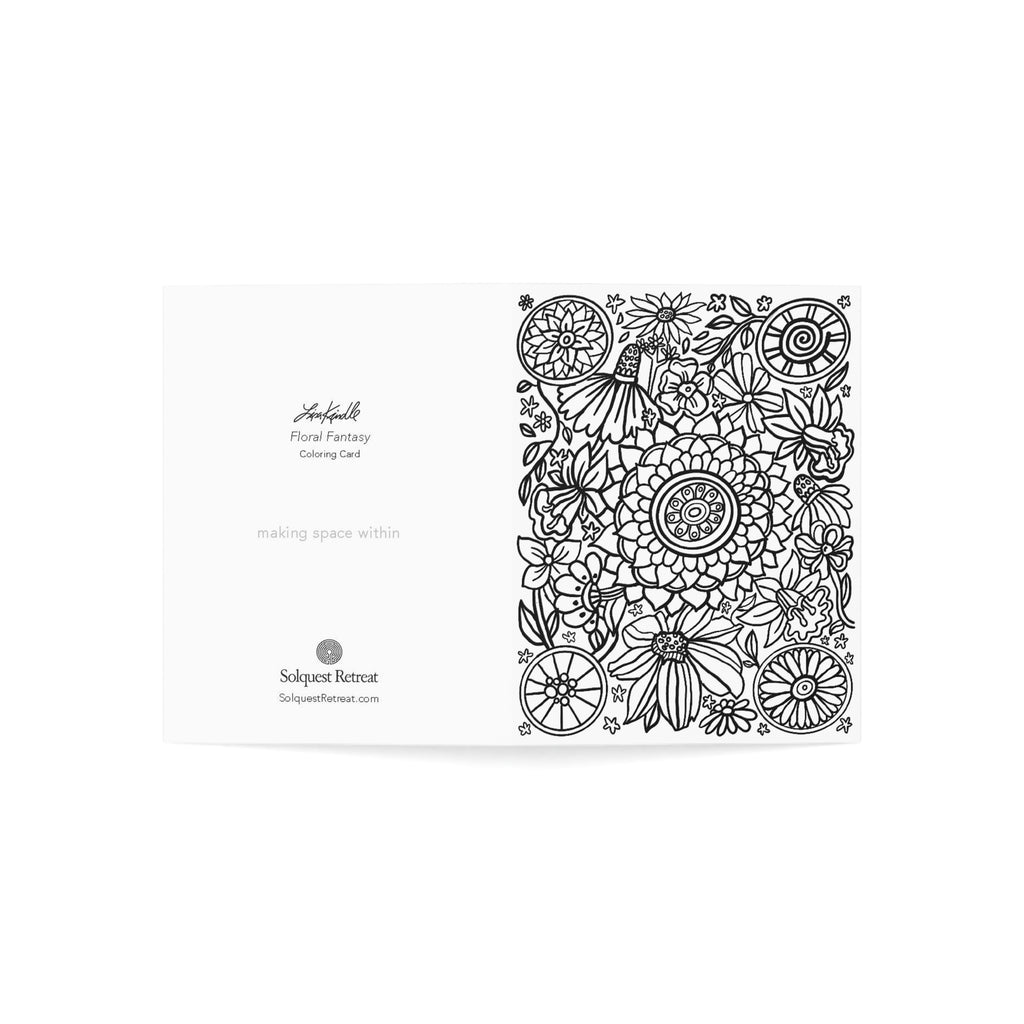 Floral Coloring Greeting Cards — Pack of 1/10/30/50 DIY Color-In Notes