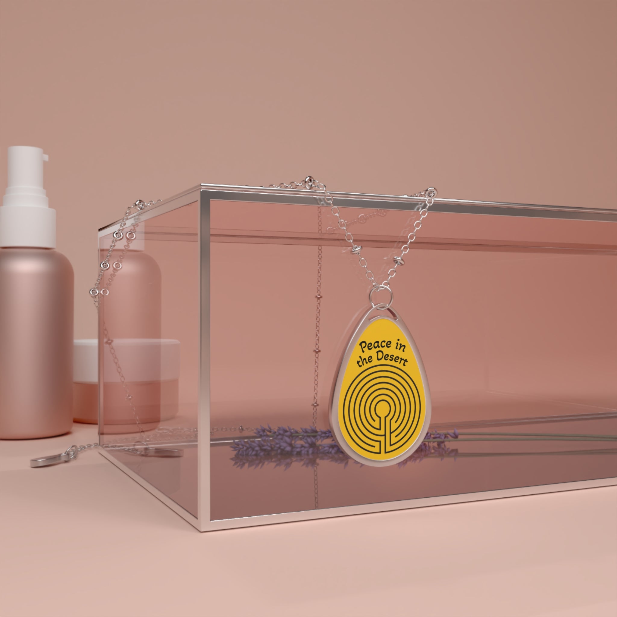 Solquest Retreat Labyrinth: Peace in the Desert Oval Necklace