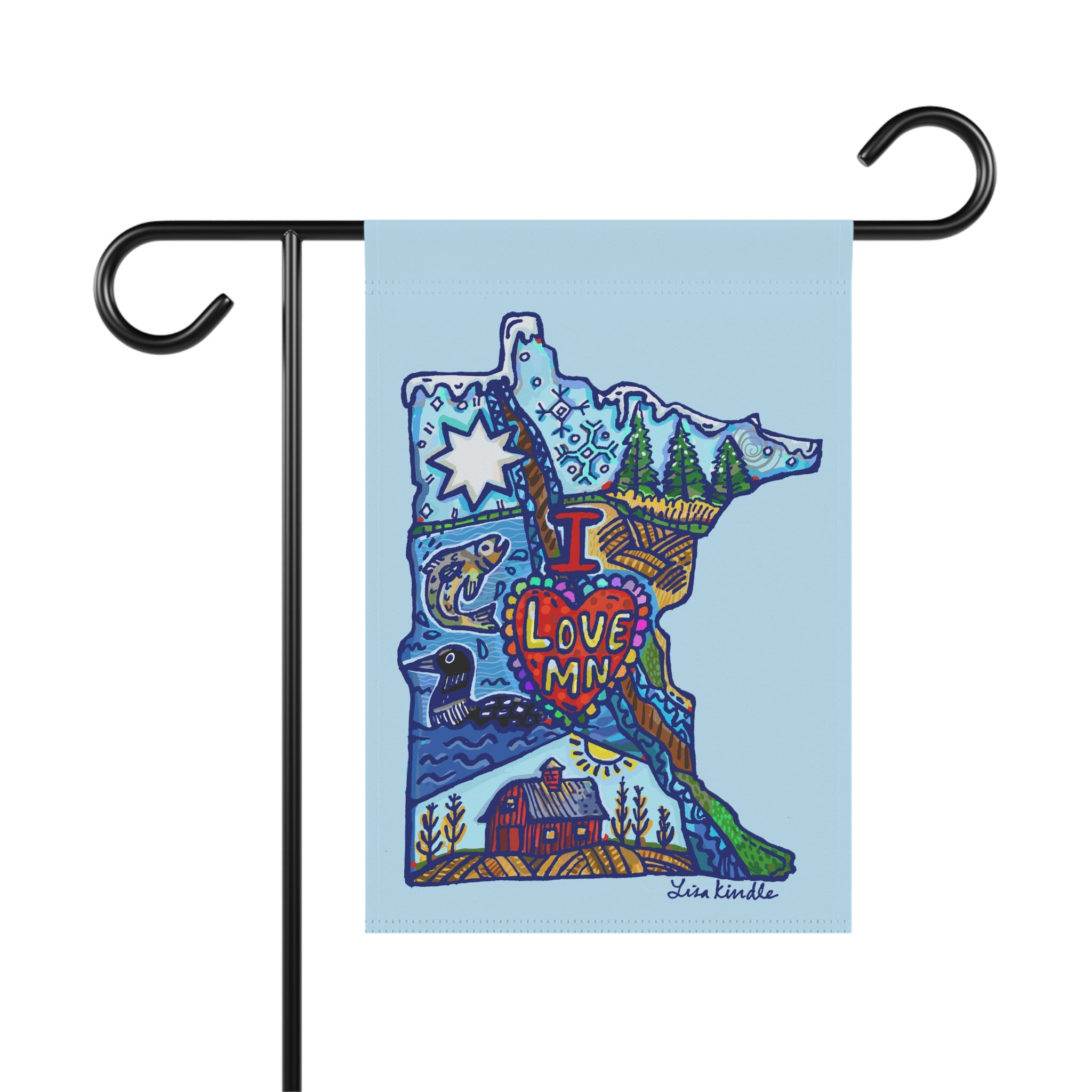 Minnesota I Love MN Garden Flag – Decorative House & Yard Banner