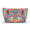 Colorful Folk Peacock Accessory Pouch — Floral T-Bottom Makeup Bag LARGE