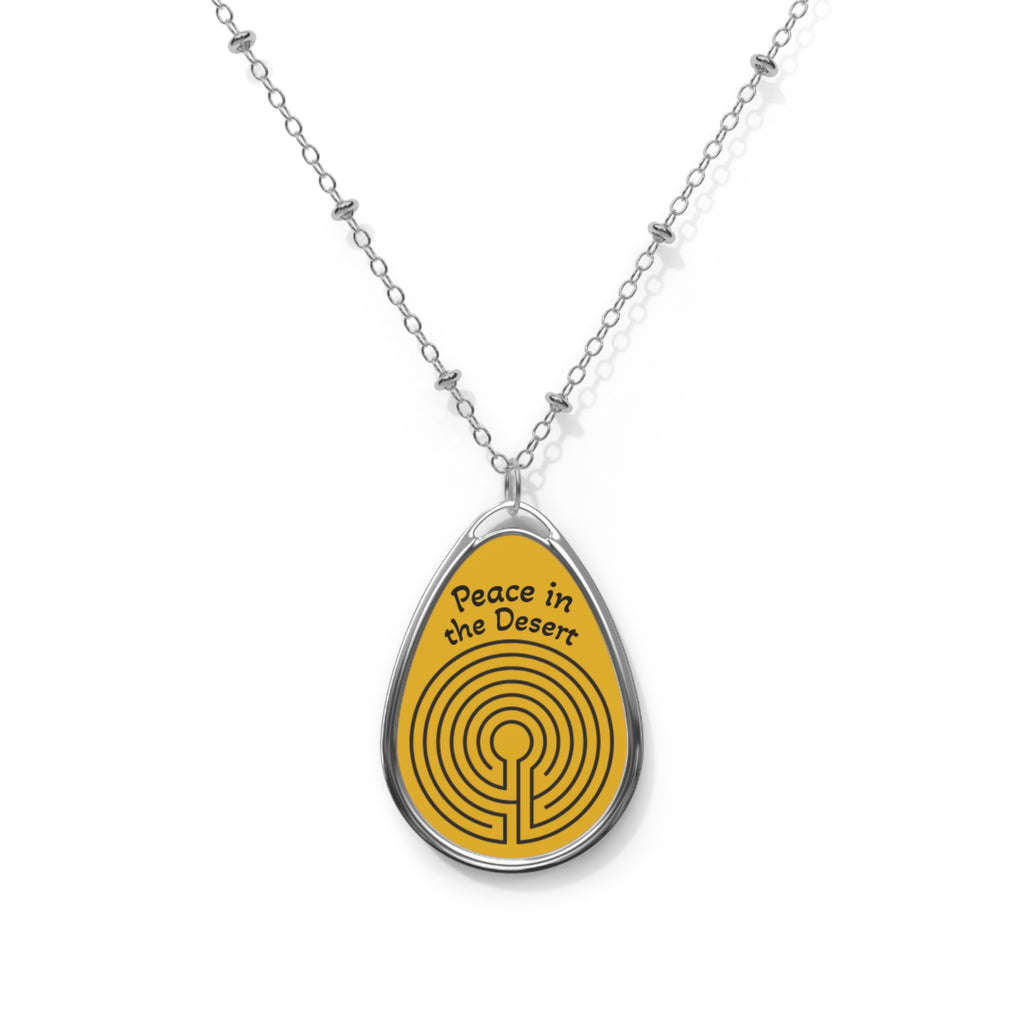 Solquest Retreat Labyrinth: Peace in the Desert Oval Necklace