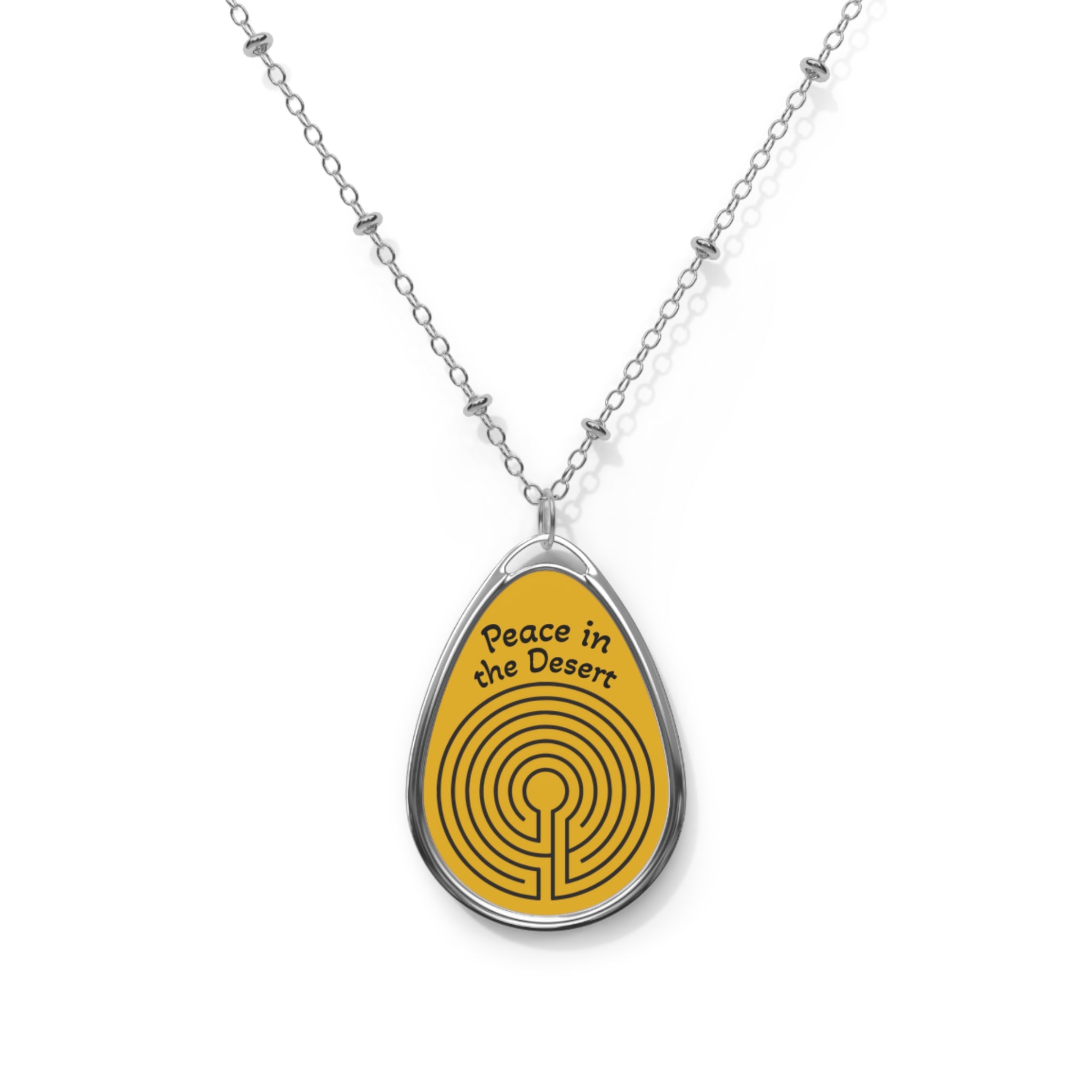 Solquest Retreat Labyrinth: Peace in the Desert Oval Necklace