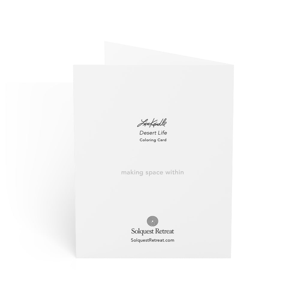 Desert Life Coloring Greeting Cards — Pack of 1/10/30/50 (Bird & Cactus Design)