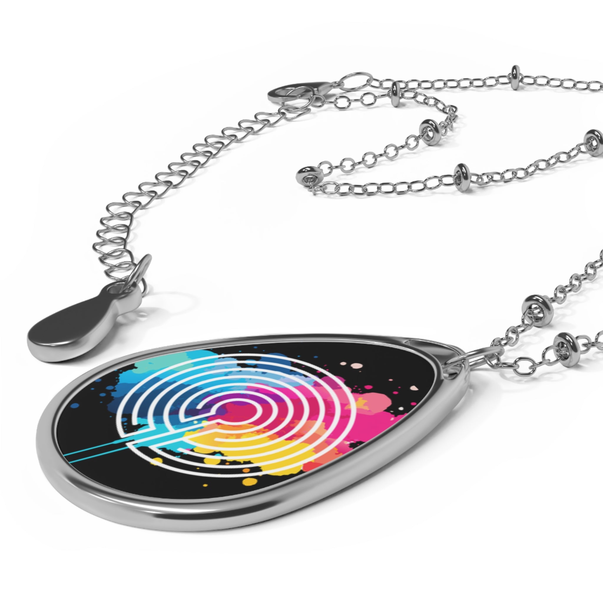 Solquest Retreat Labyrinth Colorful Splash - Oval Necklace