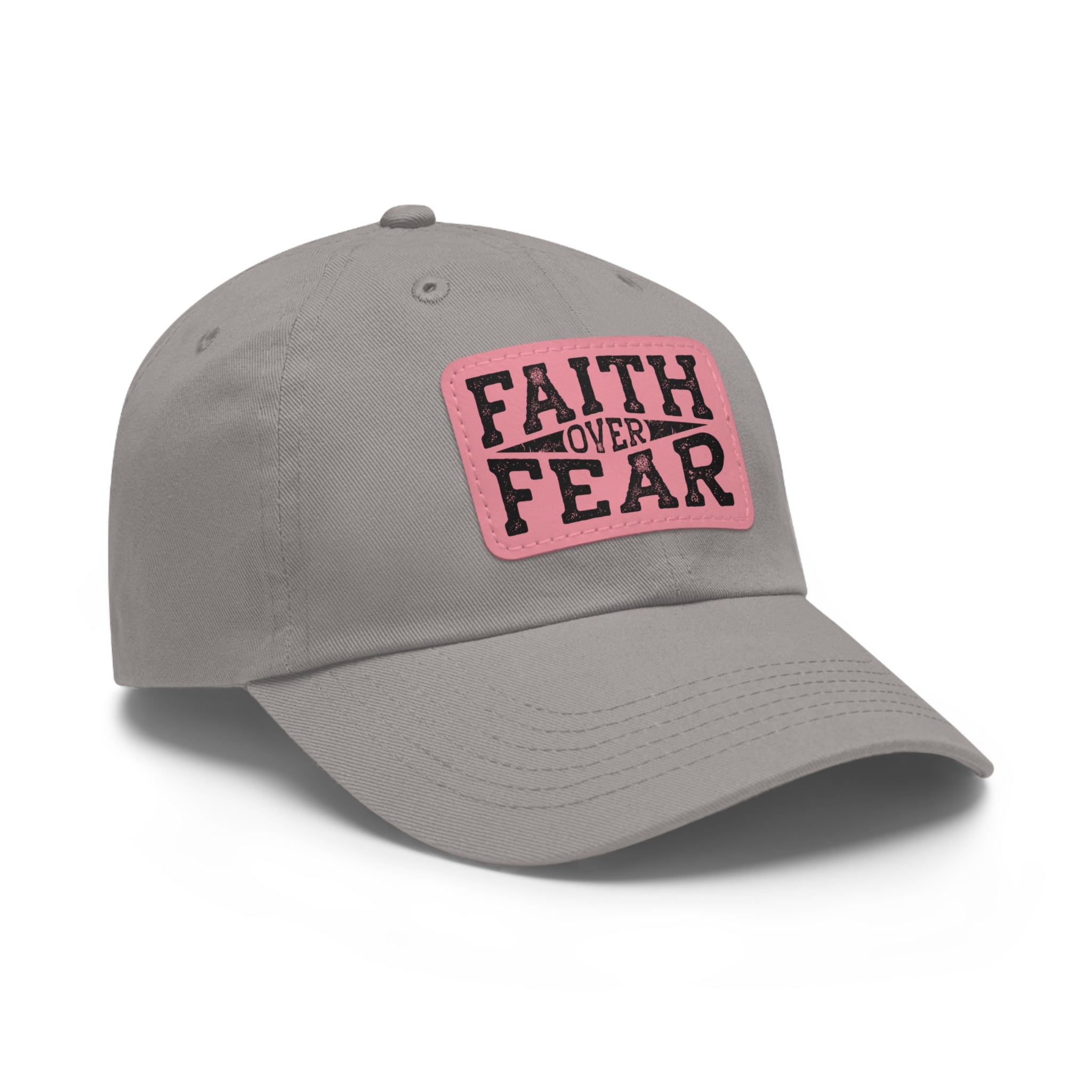 Faith Over Fear Leather Patch Dad Hat — Inspirational Christian Baseball Cap