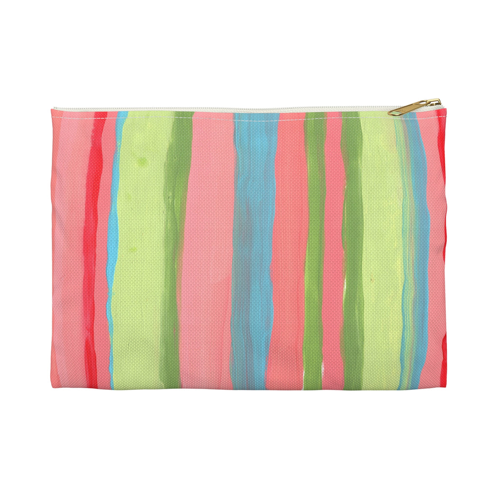 Striped Cosmetic Pouch — Colorful Pastel Makeup Accessory Bag