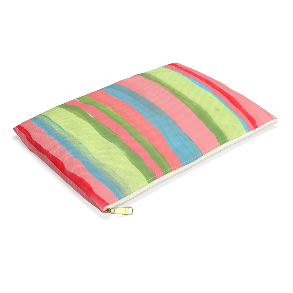 Striped Cosmetic Pouch — Colorful Pastel Makeup Accessory Bag
