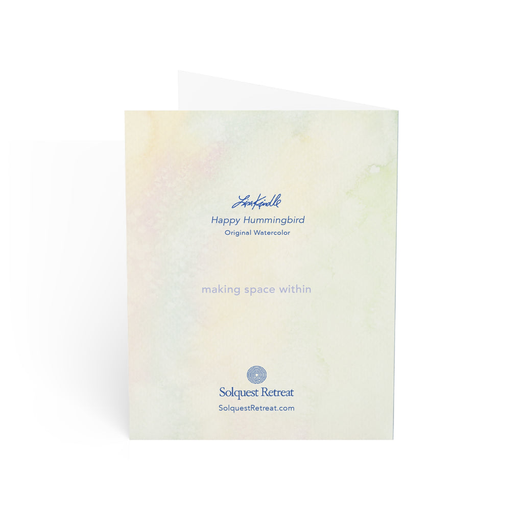 Happy Hummingbird Watercolor Greeting Card — Blank Inside (Pack of 1/10/30/50)