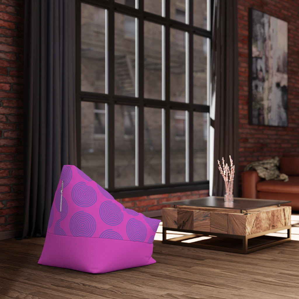 Pink Swirl Bean Bag Cover – Modern Geometric Accent for Kids' Rooms & Lounges