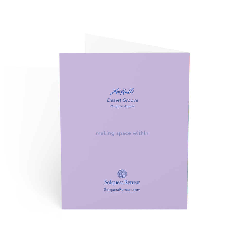 Desert Groove Greeting Card — Colorful Cactus Sunset Art Card (Pack of 1, 10, 30, 50)