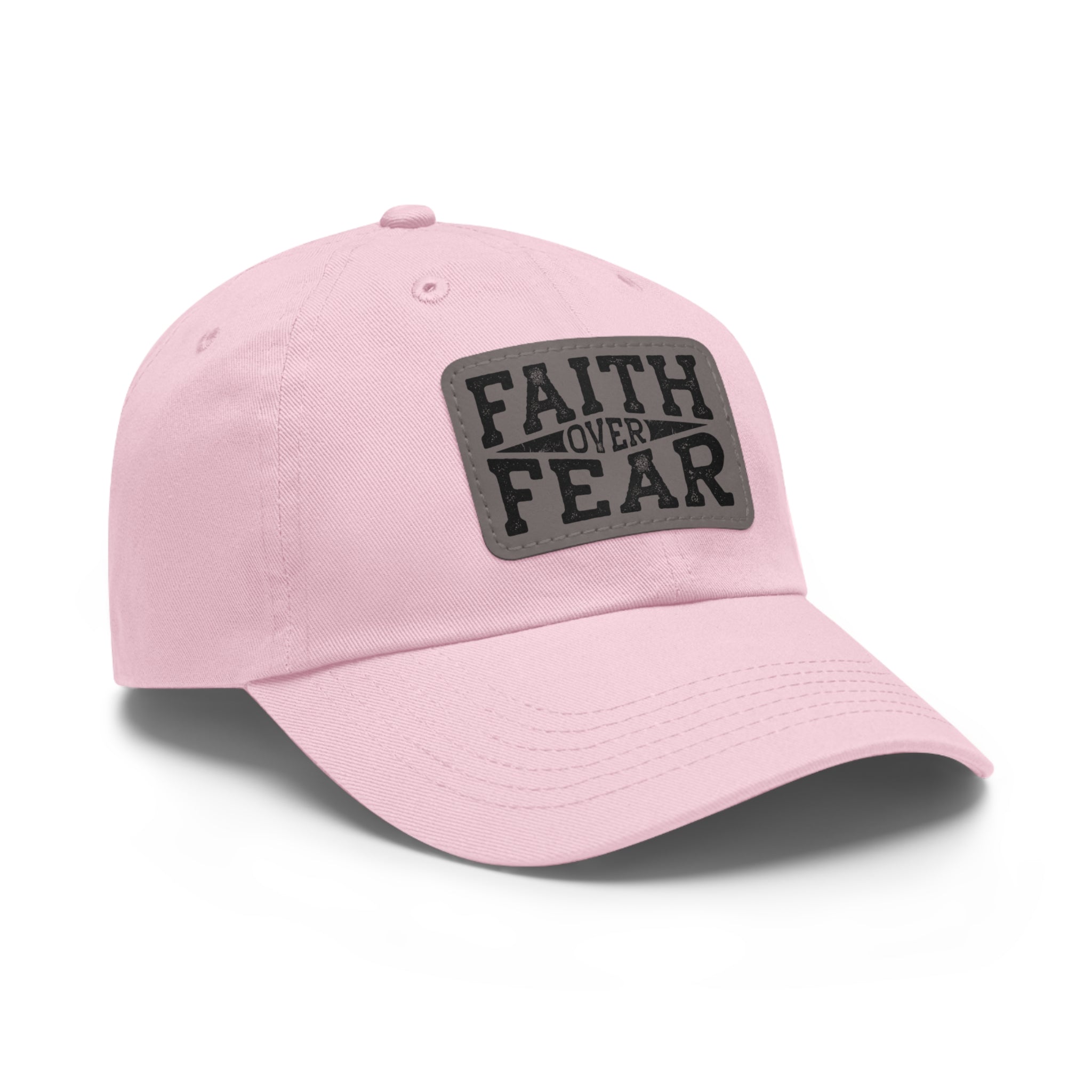 Faith Over Fear Leather Patch Dad Hat — Inspirational Christian Baseball Cap