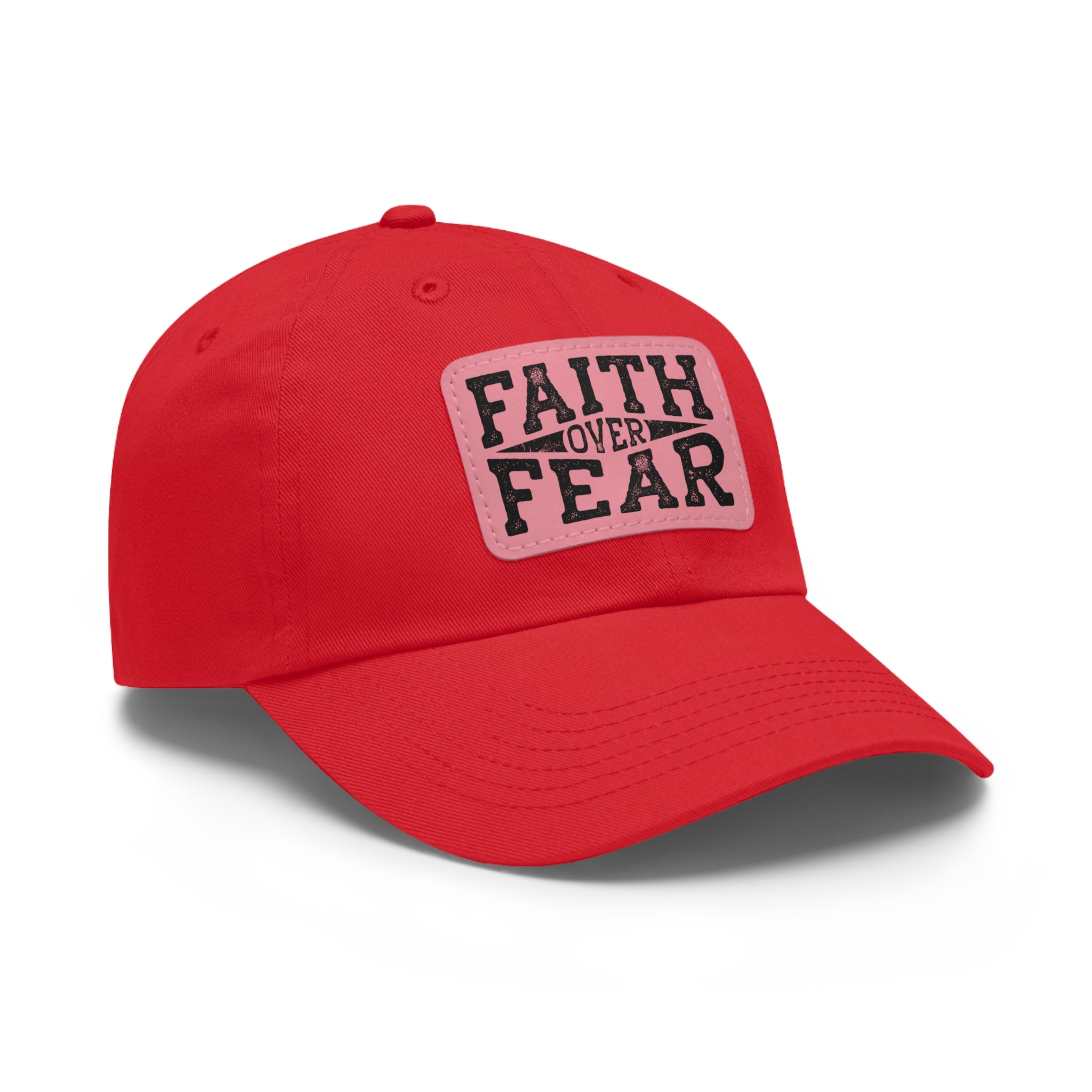 Faith Over Fear Leather Patch Dad Hat — Inspirational Christian Baseball Cap