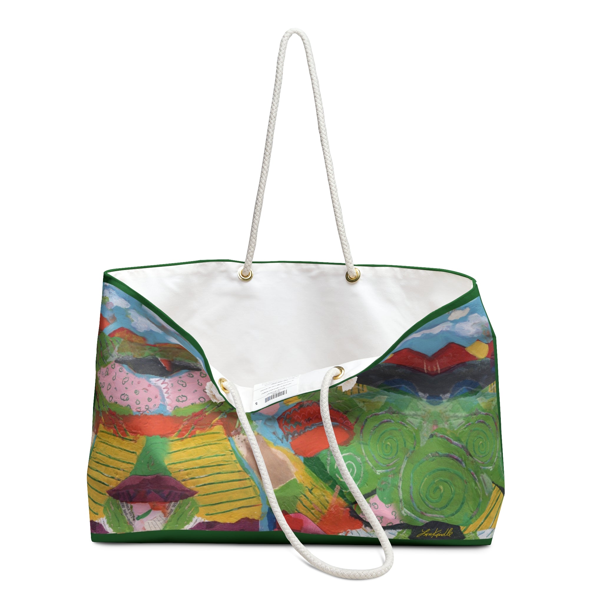 Colorful Abstract Landscape Weekender Bag with Original Art by Lisa Kindle