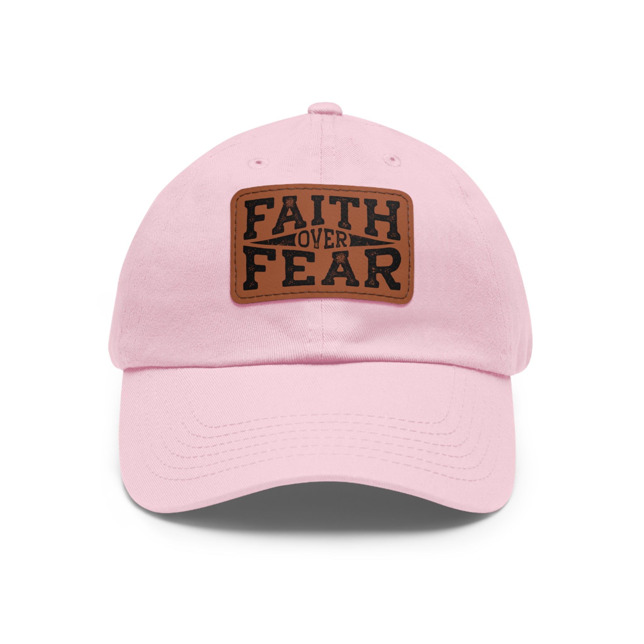 Faith Over Fear Leather Patch Dad Hat — Inspirational Christian Baseball Cap