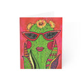 Glitzy Gladys the Diva Cactus — Playful Sunglasses Succulent Note Cards (Set of 1, 10, 30, 50)