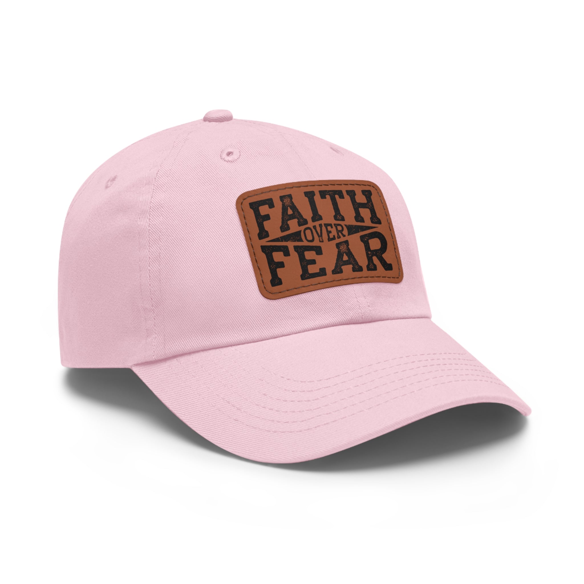 Faith Over Fear Leather Patch Dad Hat — Inspirational Christian Baseball Cap