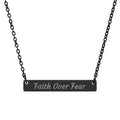 "Faith Over Fear" Engraved Bar Necklace
