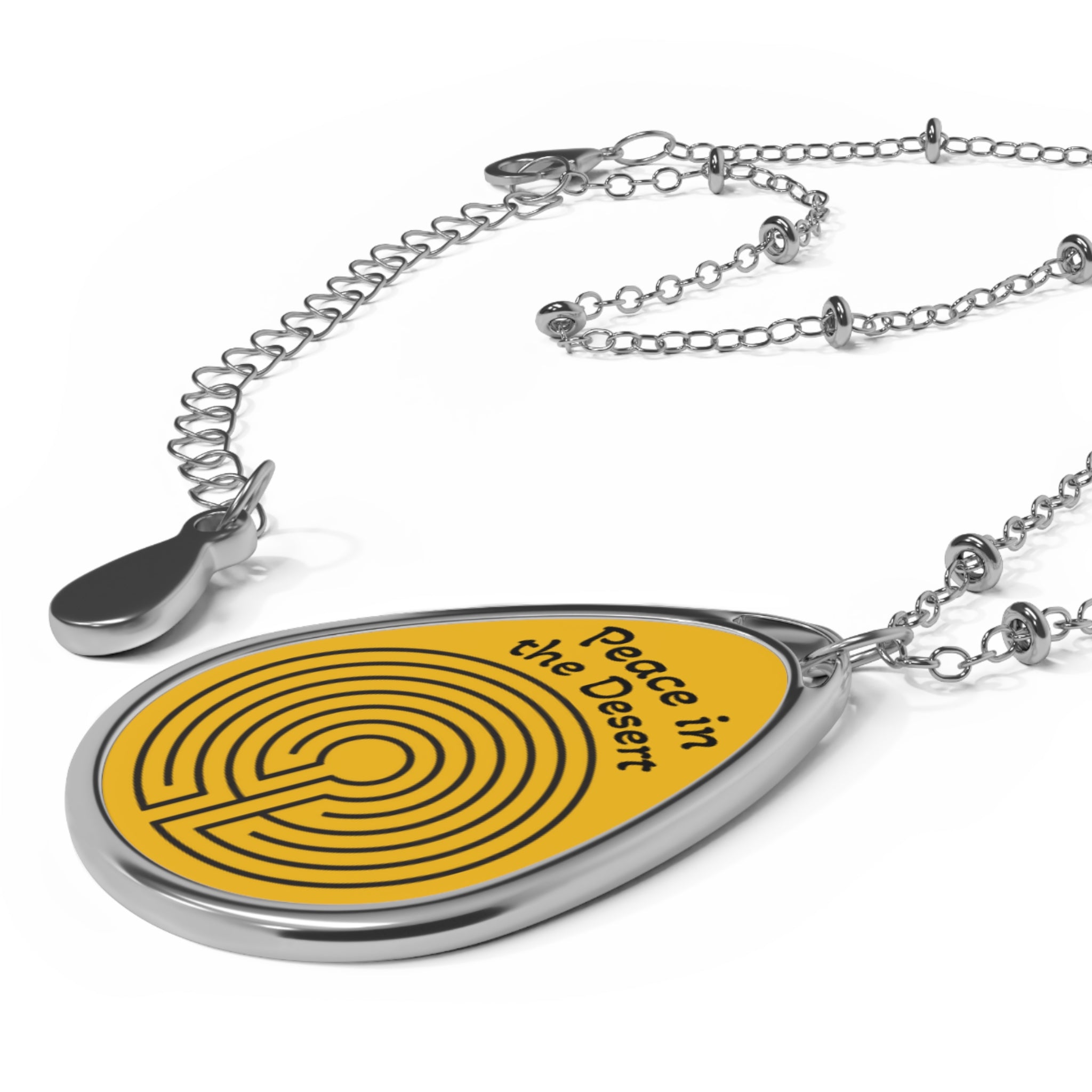Solquest Retreat Labyrinth: Peace in the Desert Oval Necklace