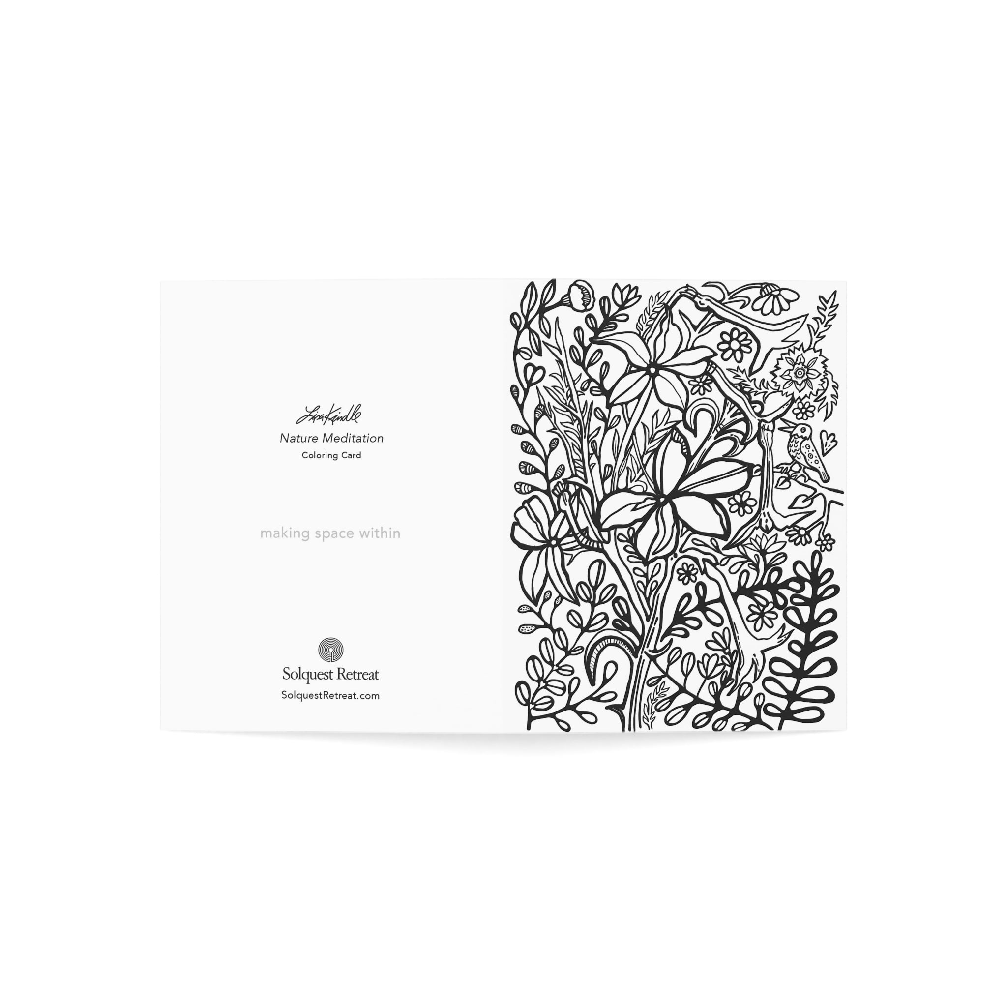 Color-Inspired Floral Greeting Cards — Nature Meditation Coloring Card (1/10/30/50 pcs)