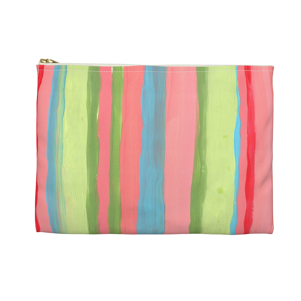 Striped Cosmetic Pouch — Colorful Pastel Makeup Accessory Bag
