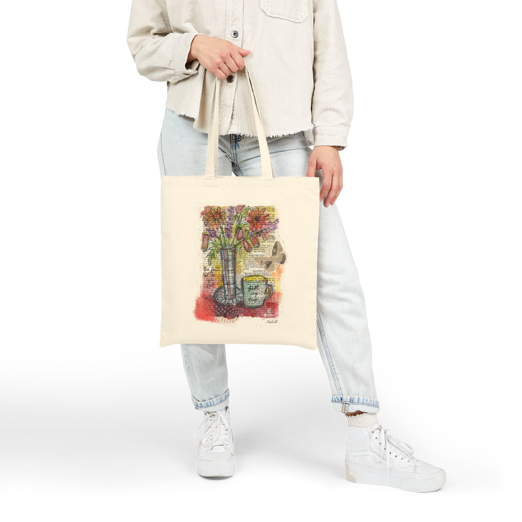 Fill My Cup - Floral Still Life Canvas Tote