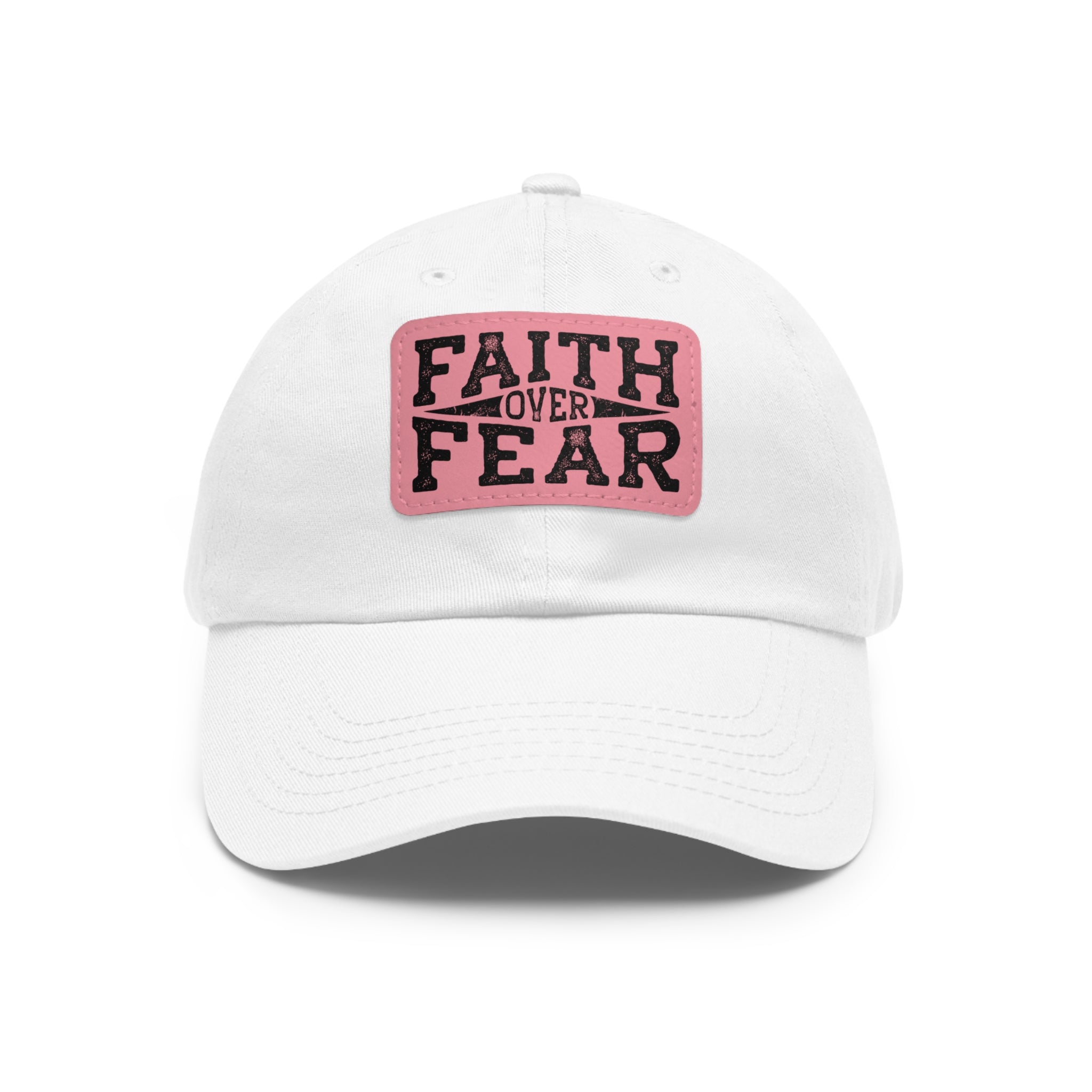 Faith Over Fear Leather Patch Dad Hat — Inspirational Christian Baseball Cap