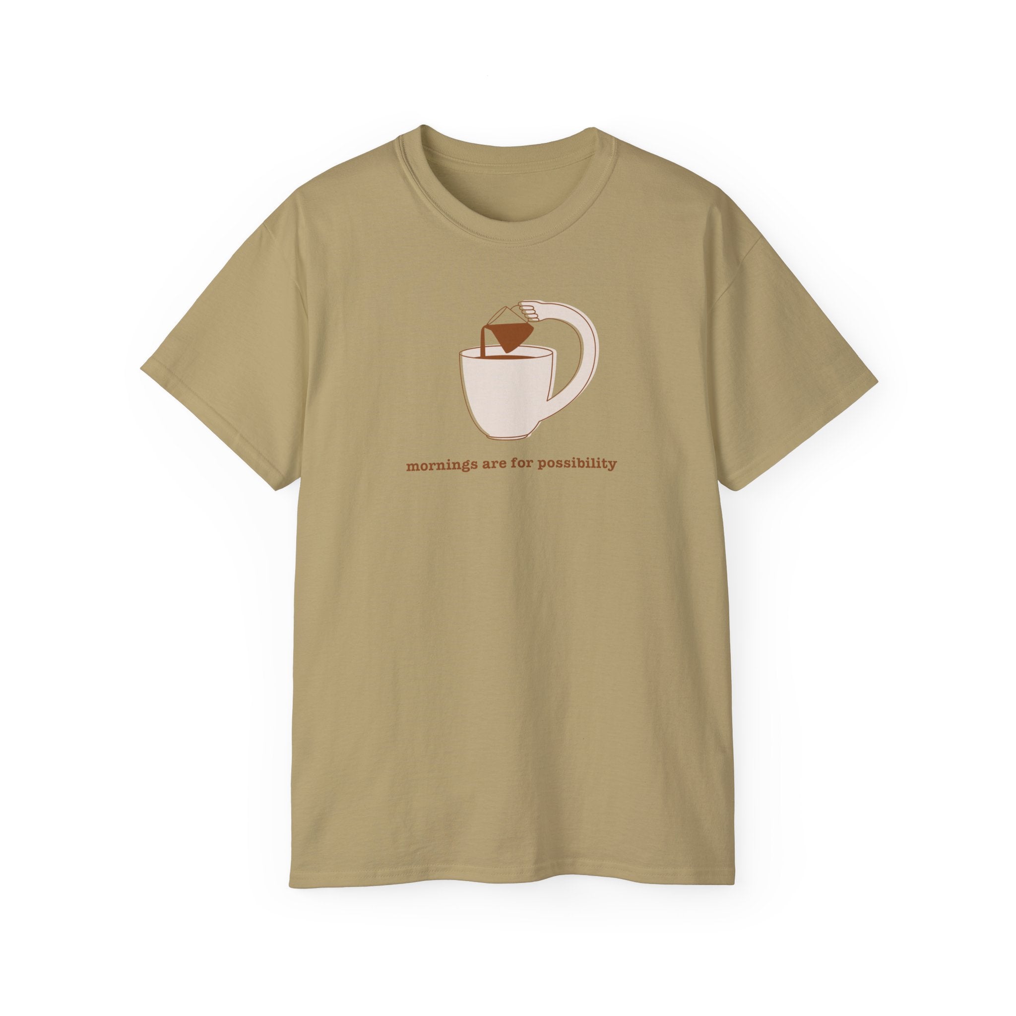 Coffee & Possibility Tee — 'Mornings Are for Possibility' Graphic T-Shirt