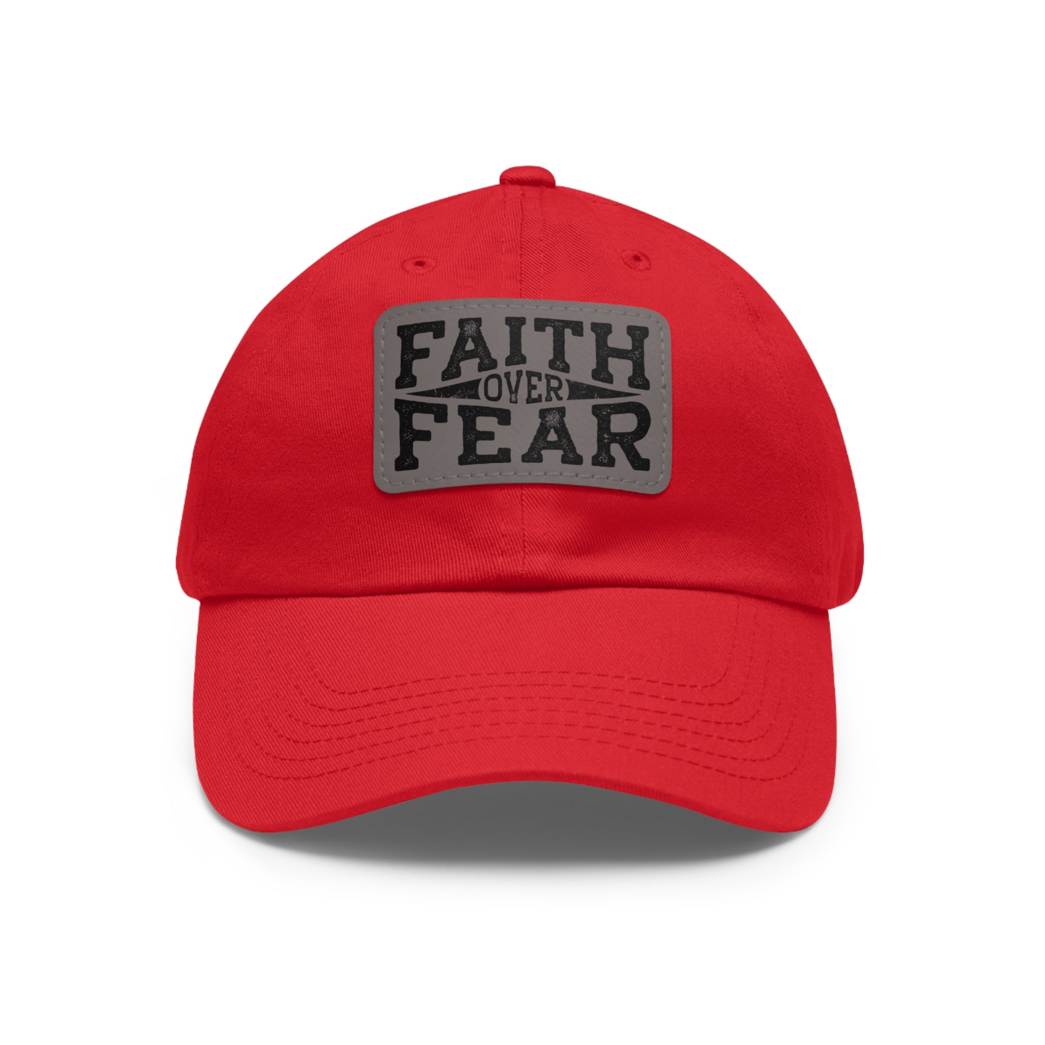Faith Over Fear Leather Patch Dad Hat — Inspirational Christian Baseball Cap