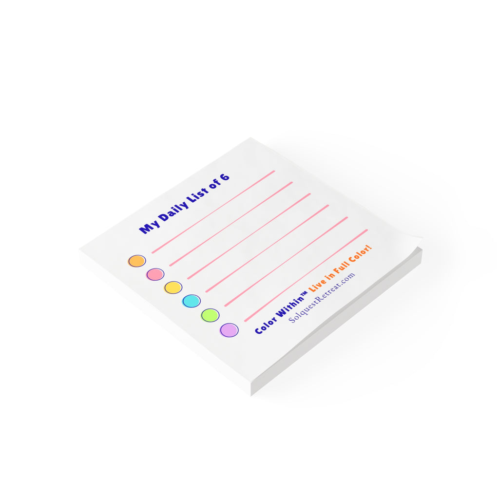 My Daily List of Six — Colorful Daily To-Do Post-It Note Pads