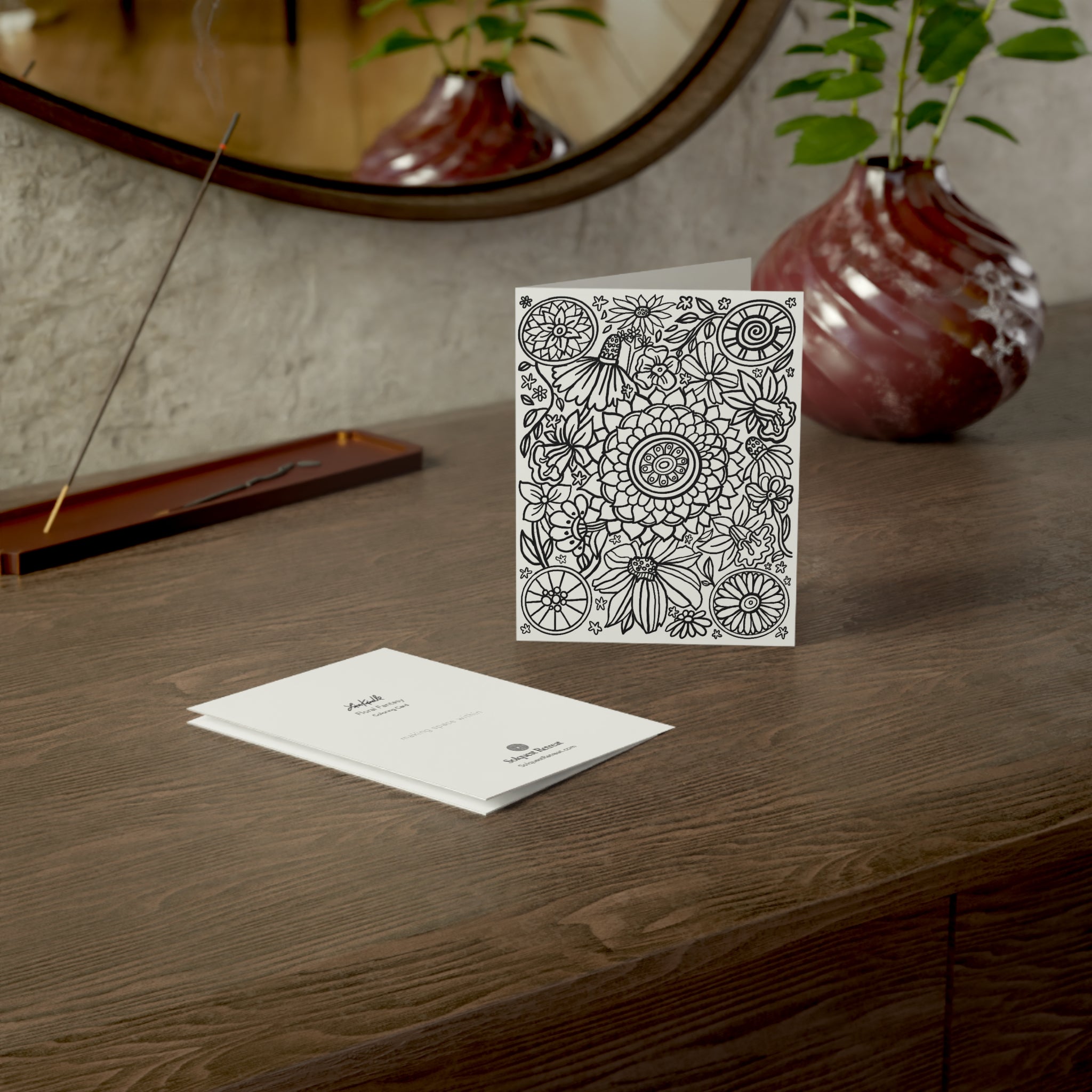 Floral Coloring Greeting Cards — Pack of 1/10/30/50 DIY Color-In Notes