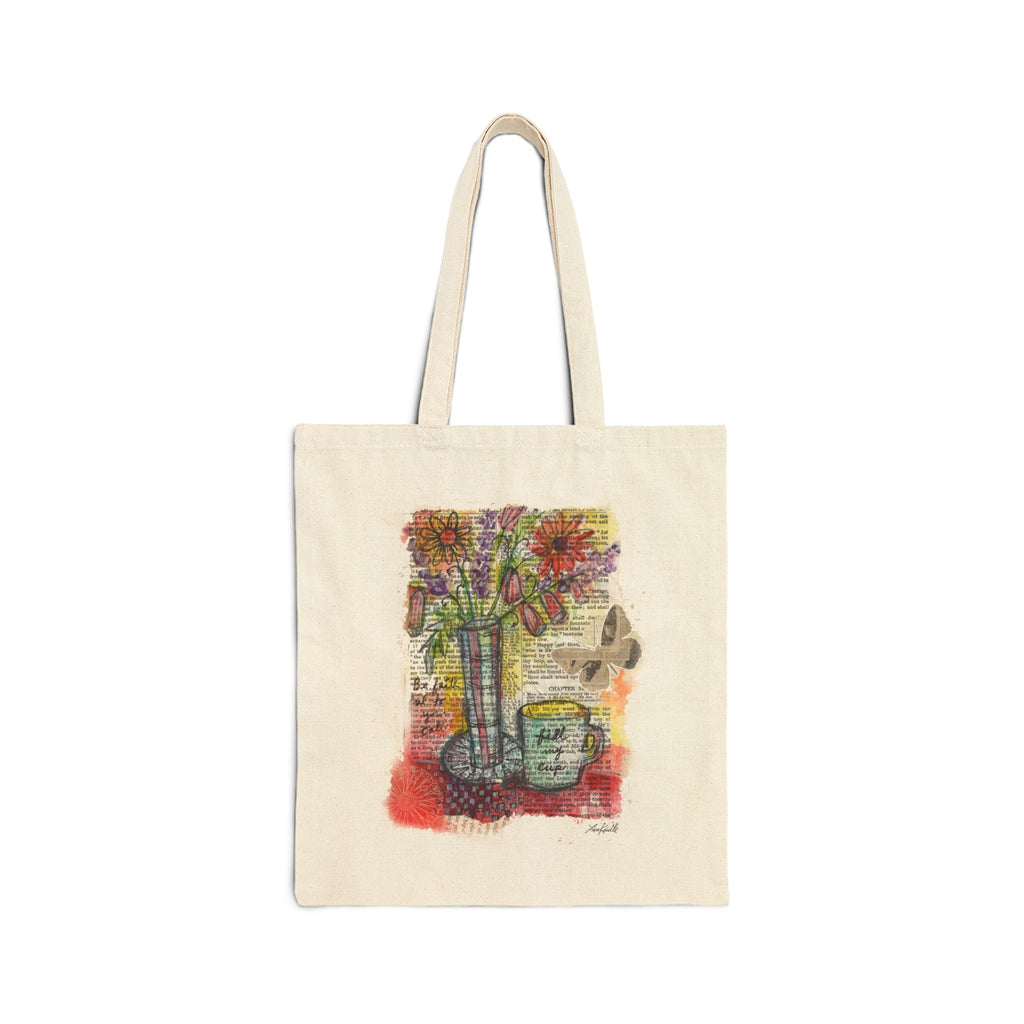 Fill My Cup - Floral Still Life Canvas Tote